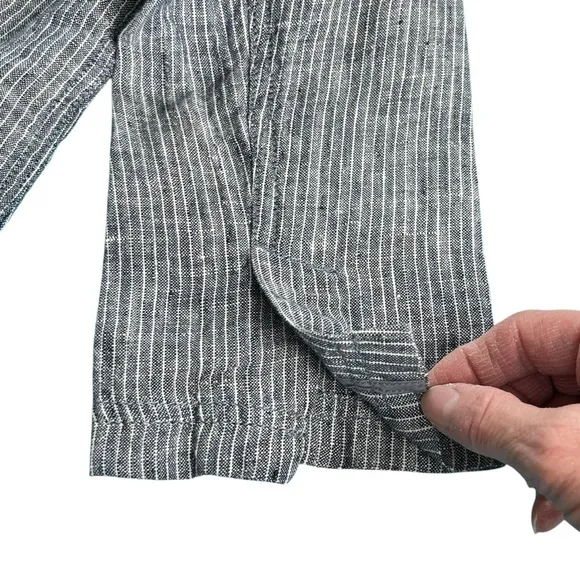Eileen Fisher 100% Linen Blue &amp; White Striped Blazer Jacket Size Small