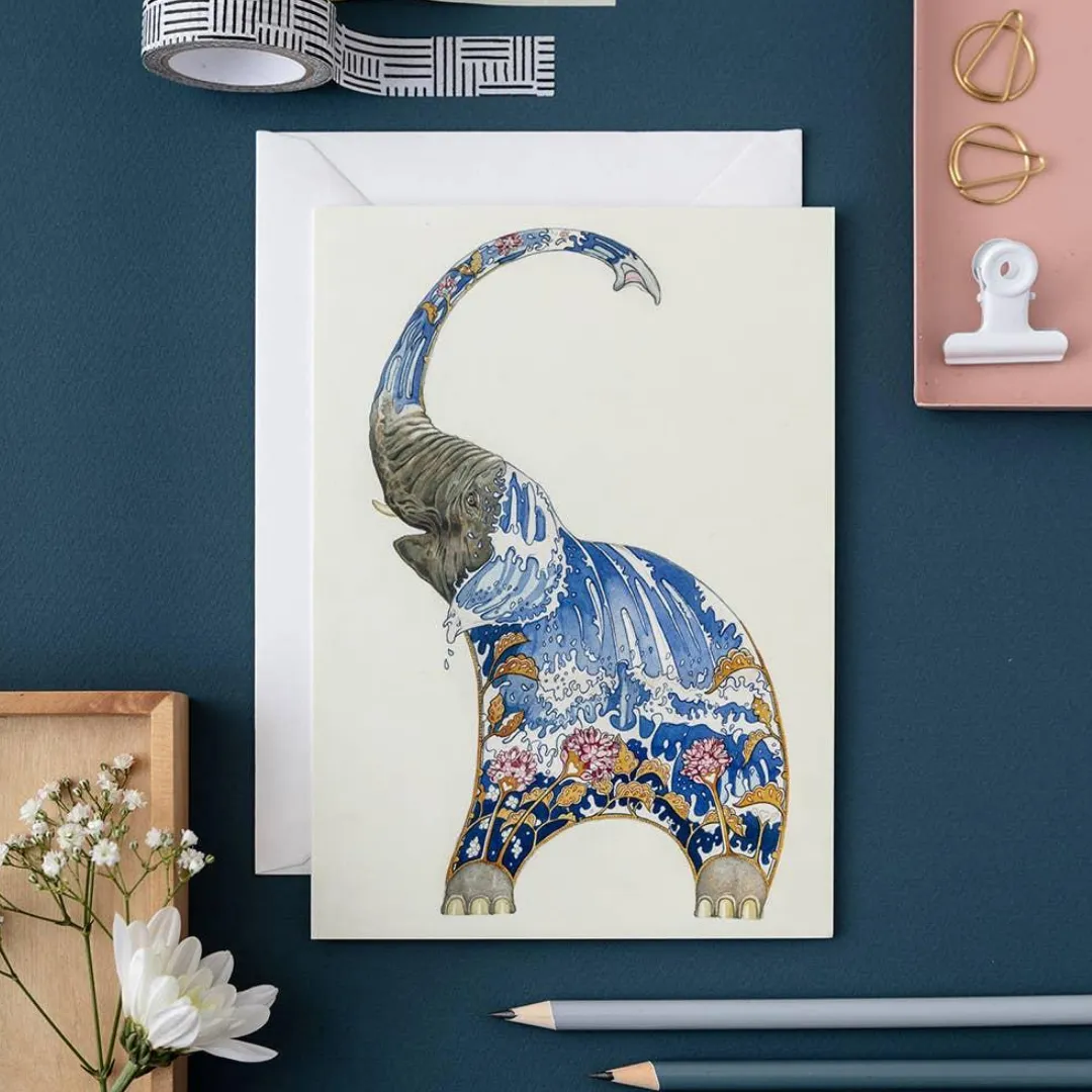 Elephant Squirting Water Note Card