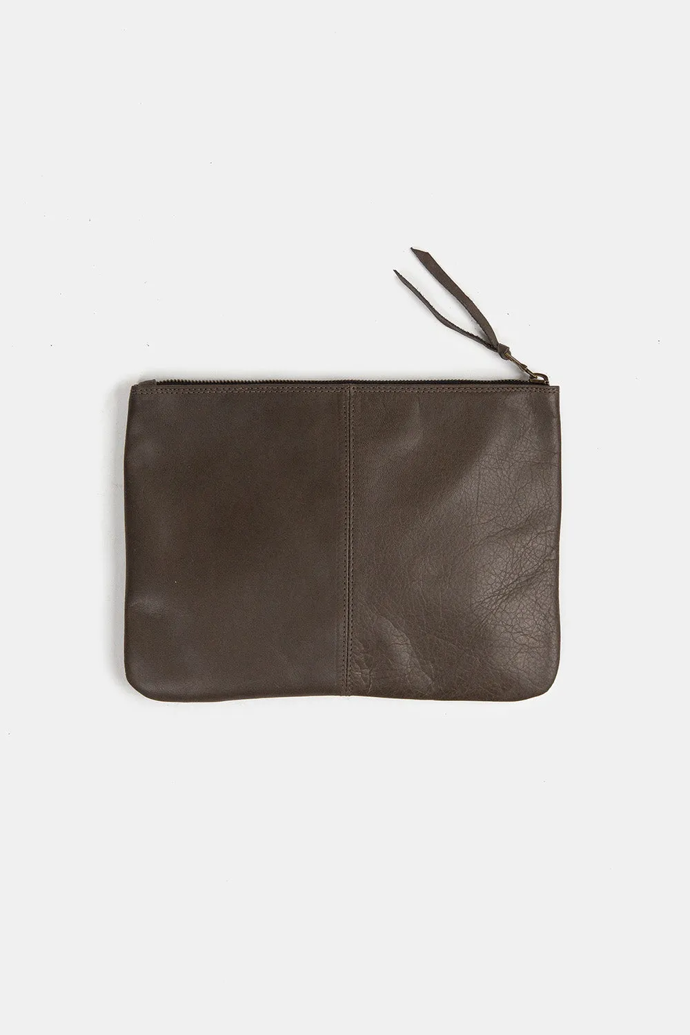 Elke Leather Zip Clutch In Shale