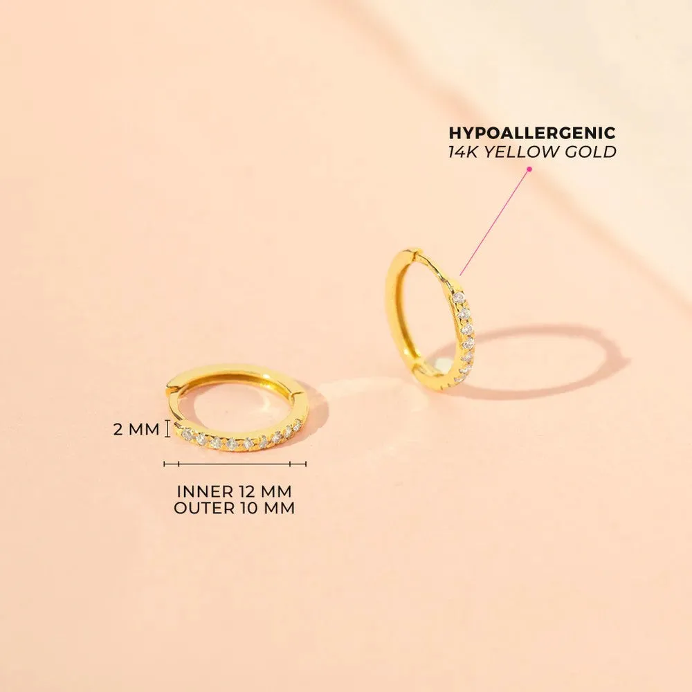 Encrusted Cubic Zirconia Little Girl's Hoop Earrings