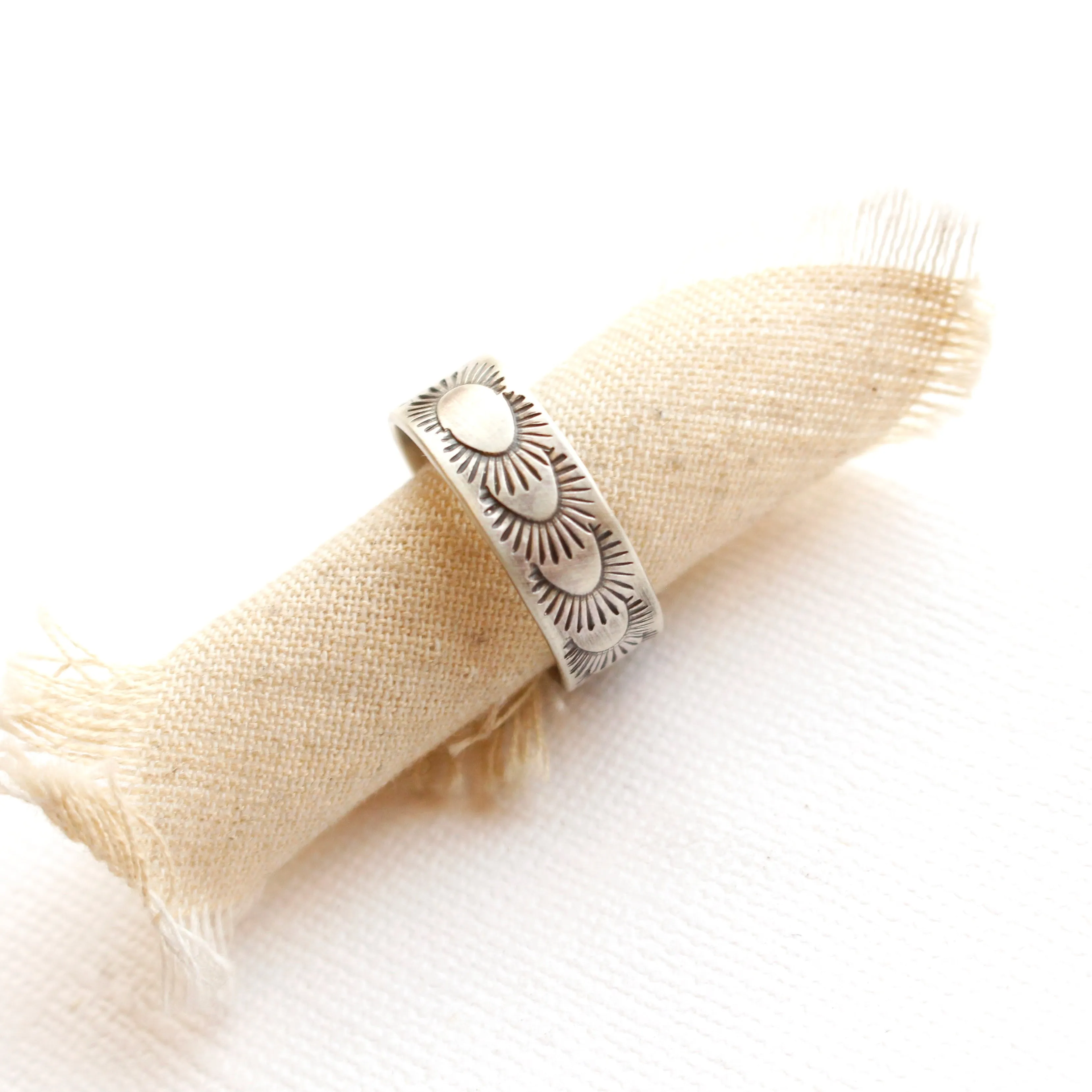 Ever Expanding Hand Stamped Silver Ring