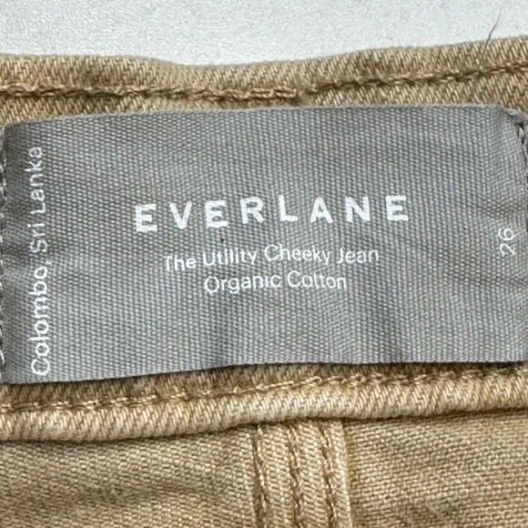 Everlane The Utility Cheeky Jean Tan Organic Cotton Ridged Denim Women's 26 NWT