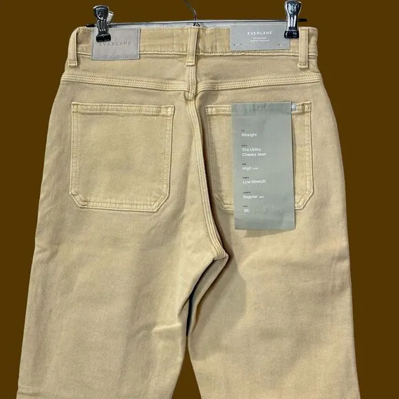 Everlane The Utility Cheeky Jean Tan Organic Cotton Ridged Denim Women's 26 NWT