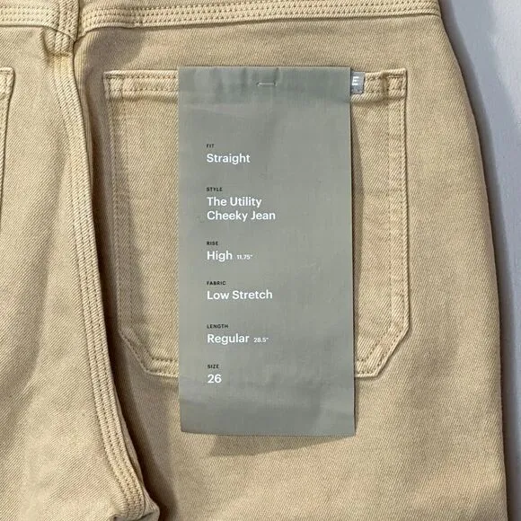 Everlane The Utility Cheeky Jean Tan Organic Cotton Ridged Denim Women's 26 NWT