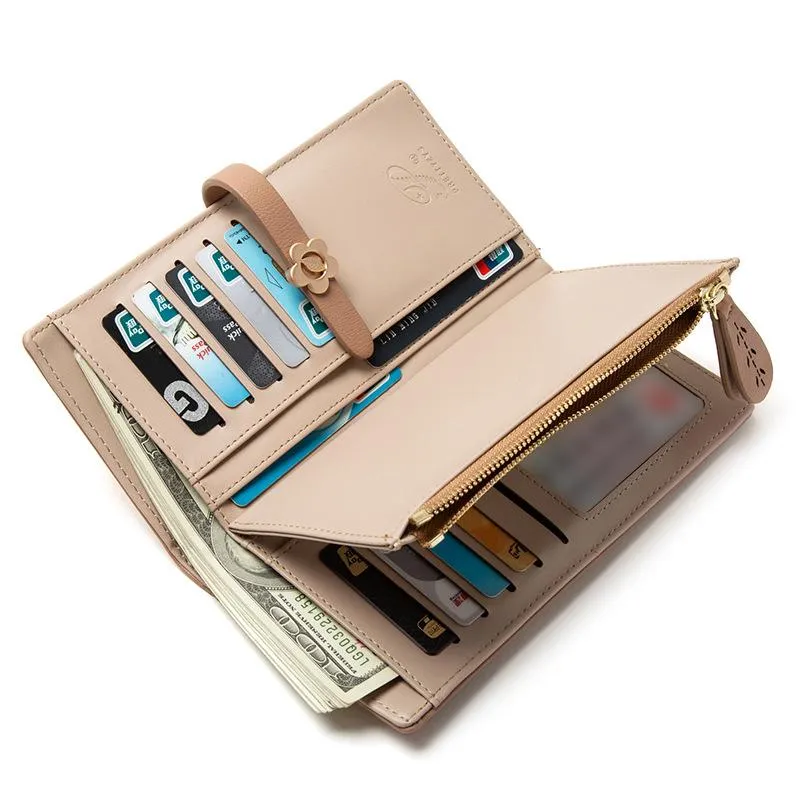 Extended Flower Buckle Half-fold Wallet