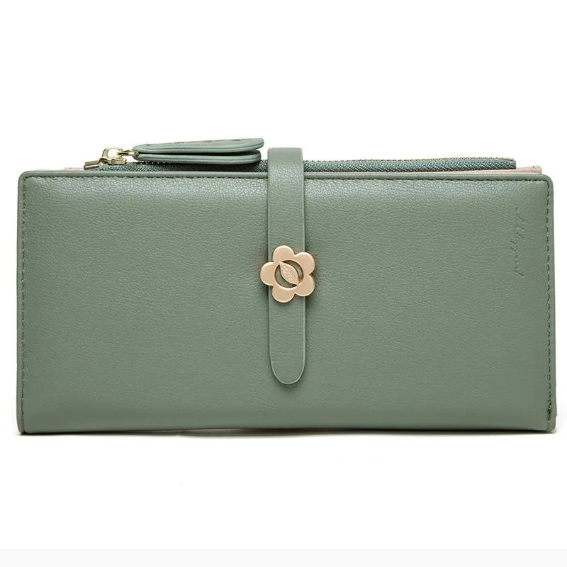 Extended Flower Buckle Half-fold Wallet