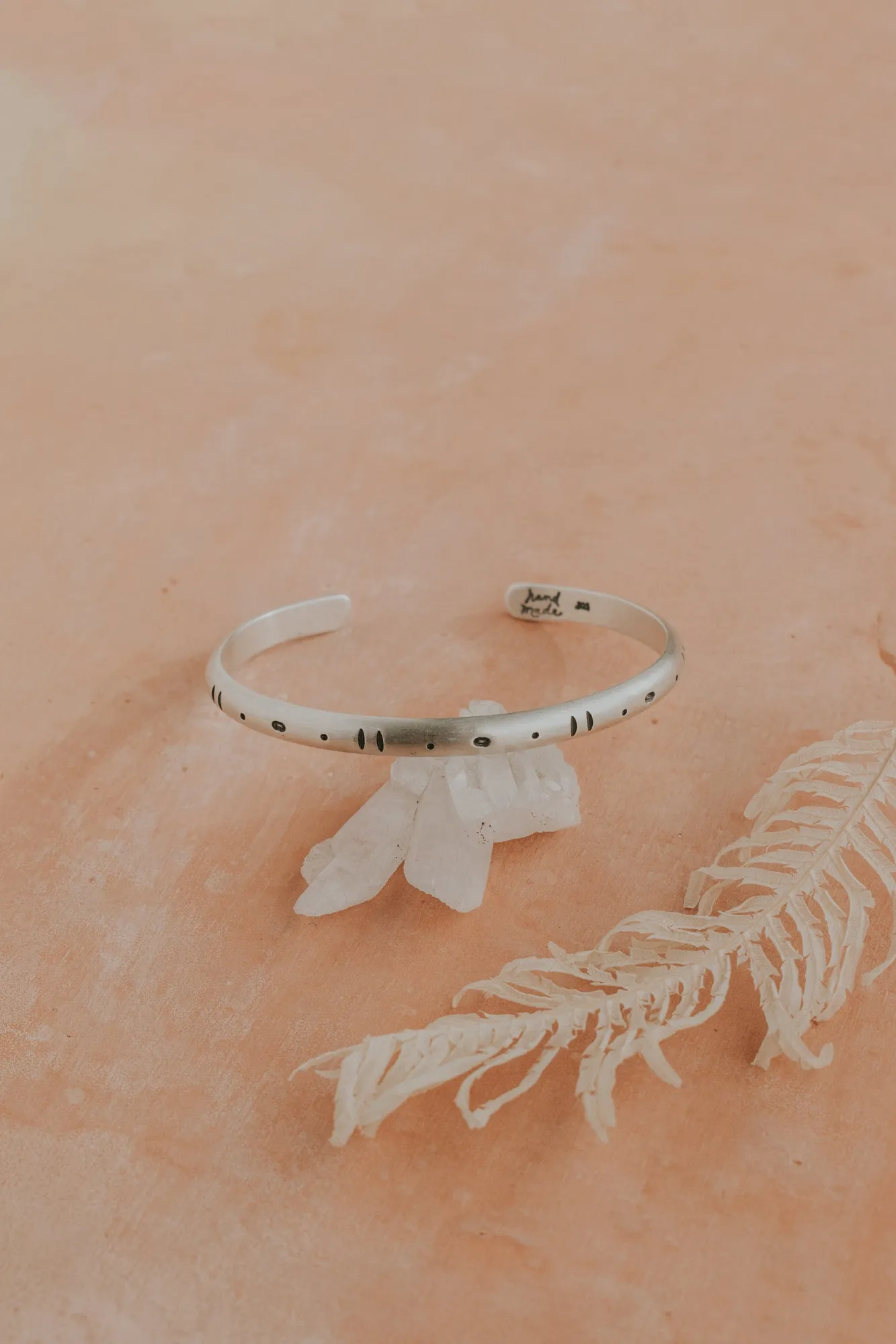 Extra Thick Silver Geo Stamped Cuff Bracelet