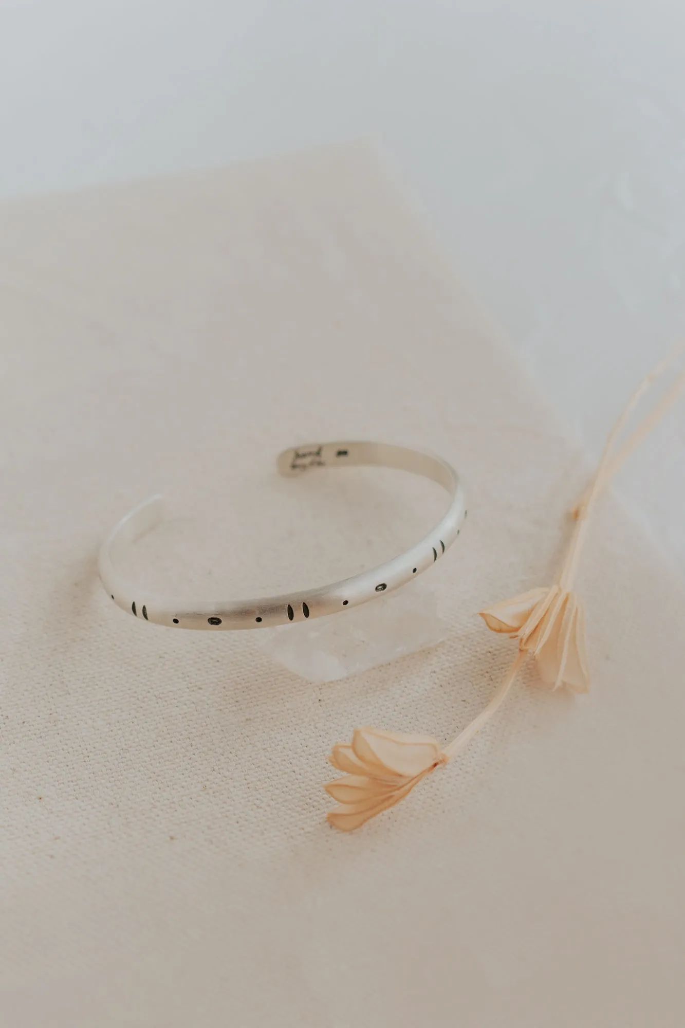 Extra Thick Silver Geo Stamped Cuff Bracelet