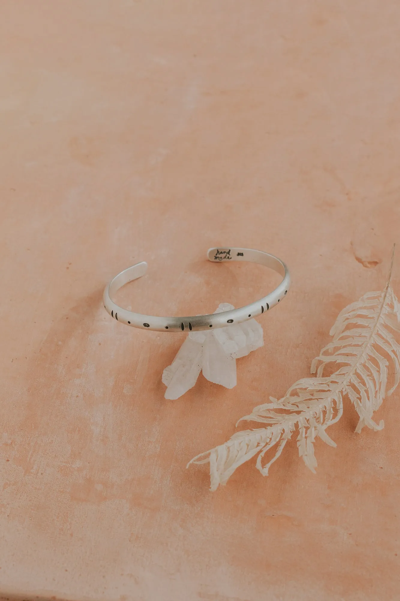 Extra Thick Silver Geo Stamped Cuff Bracelet