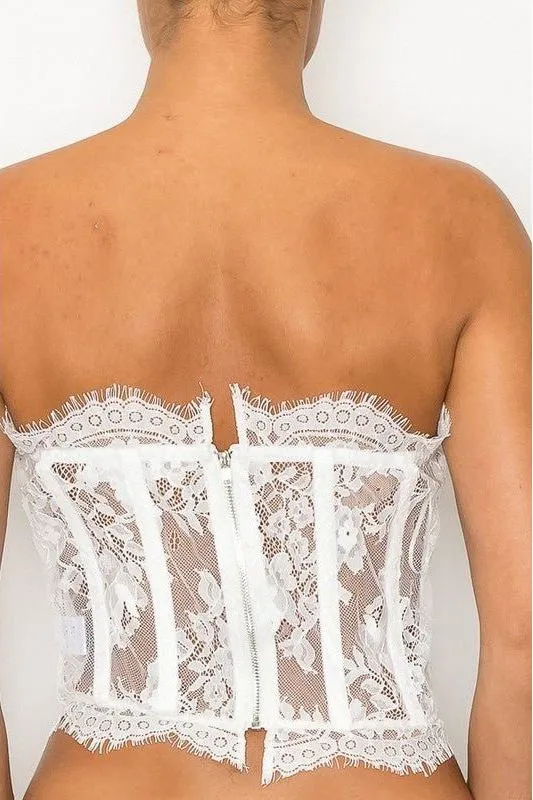Eyelet Lace Tube Top - White