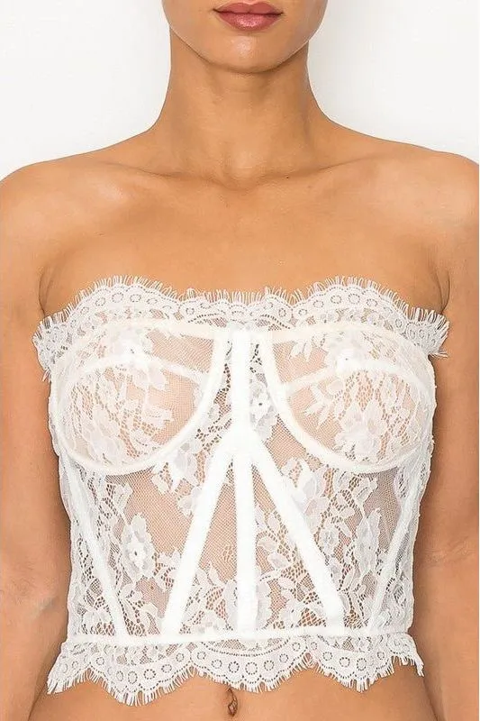 Eyelet Lace Tube Top - White