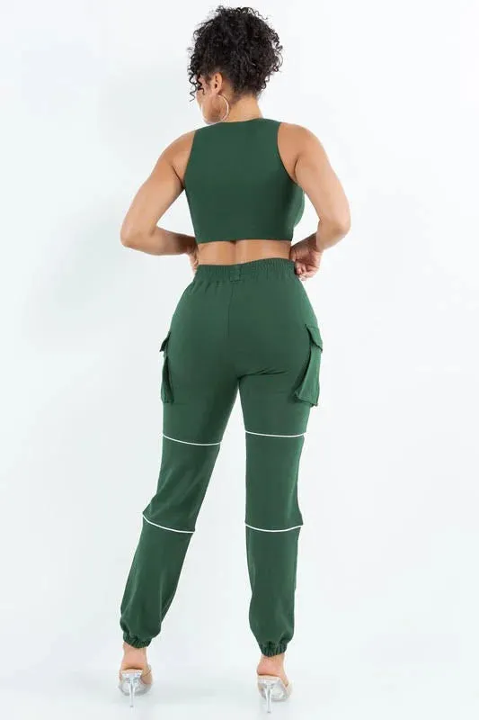 F123P - SLEEVELESS ZIP TOP & PANTS SET
