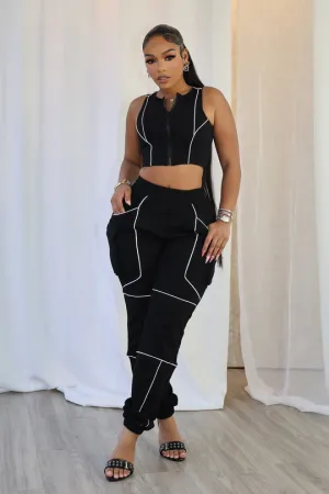 F123P - SLEEVELESS ZIP TOP & PANTS SET