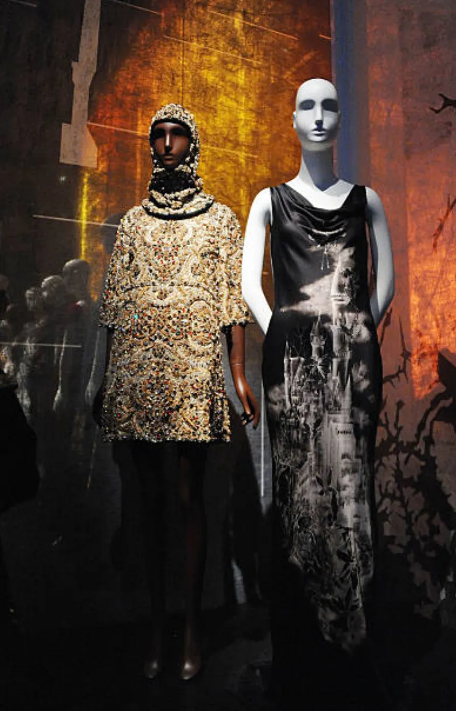Fall 2007 Alexander McQueen Muted Metallic Silk Bias Cut Dress w Back Drape