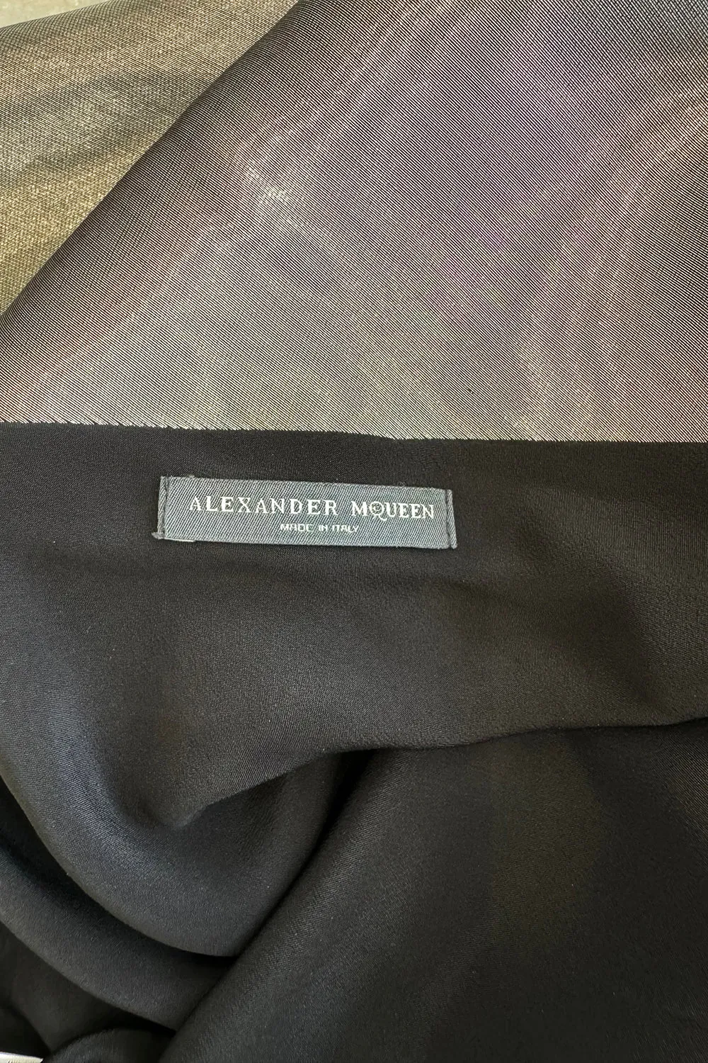 Fall 2007 Alexander McQueen Muted Metallic Silk Bias Cut Dress w Back Drape