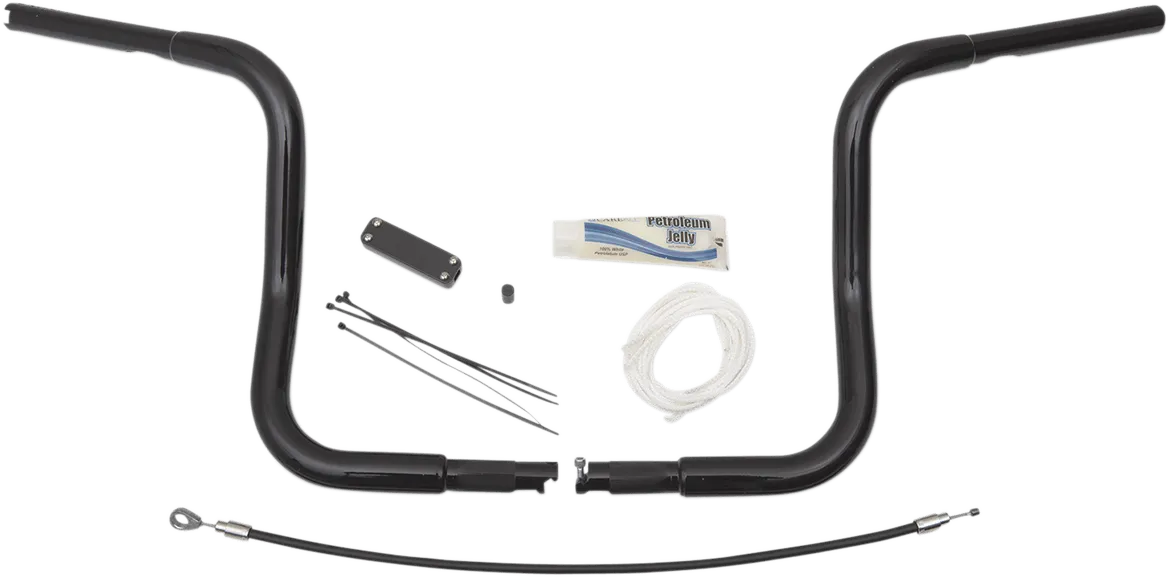 Fat Baggers, Inc. 909412-B 1-1/4in. EZ Install Handlebar Kit with Round Top Handlebars - Gloss Black