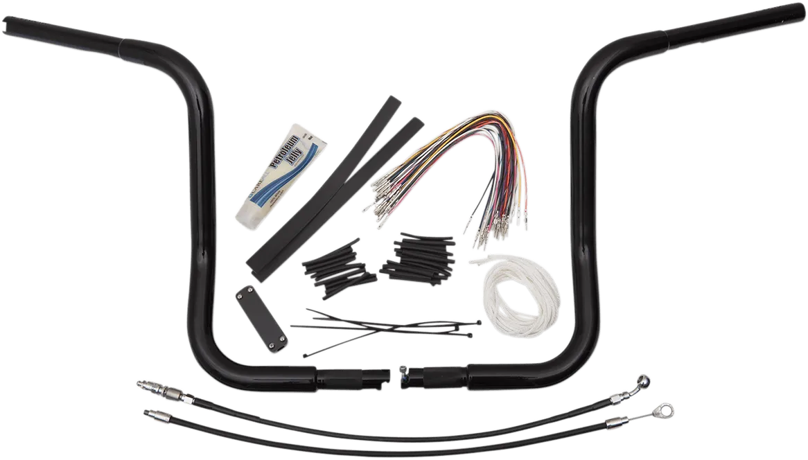 Fat Baggers, Inc. 909414-B 1-1/4in. EZ Install Handlebar Kit with Round Top Handlebars - Gloss Black
