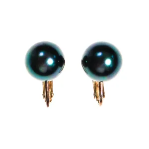 Faux Tahitian Black Pearl Earrings