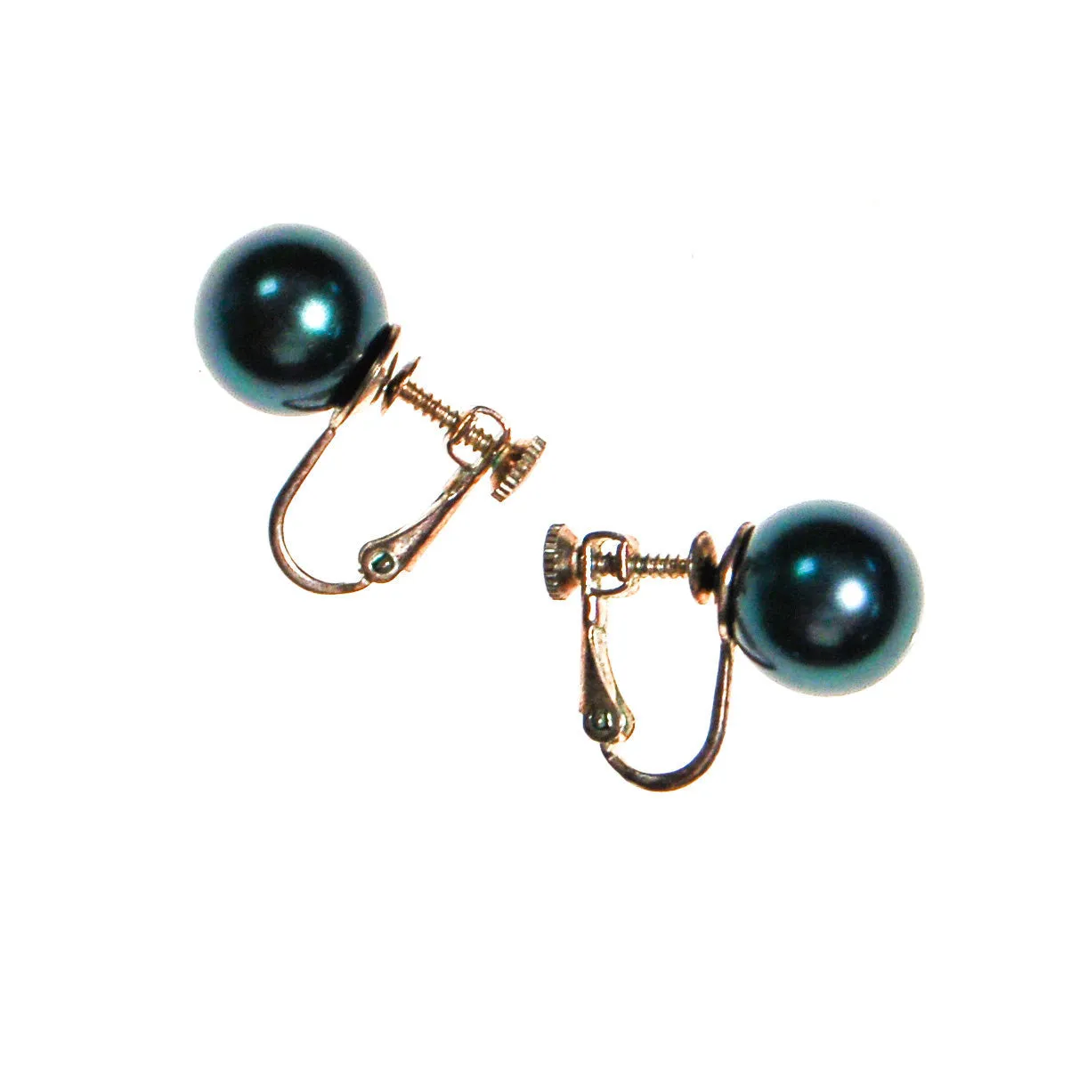 Faux Tahitian Black Pearl Earrings