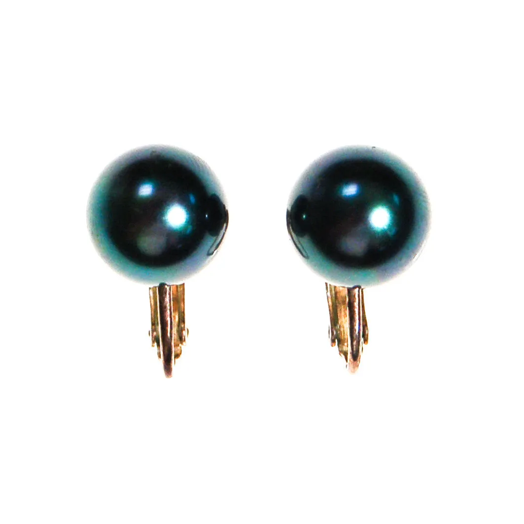 Faux Tahitian Black Pearl Earrings