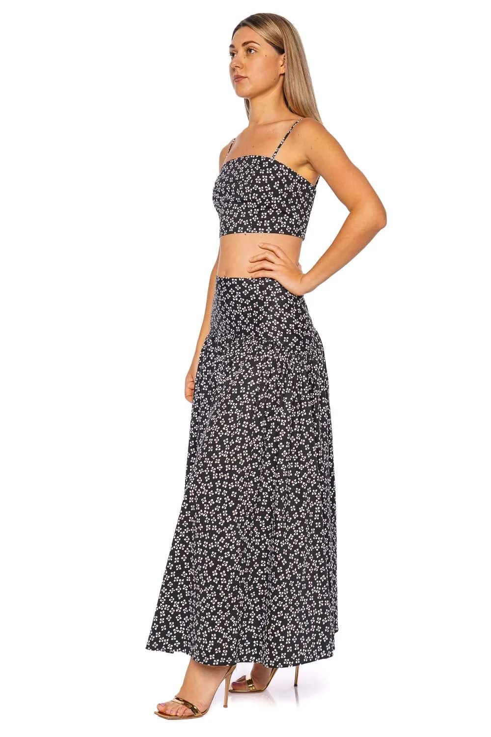 Federico Black Floral Cropped Top