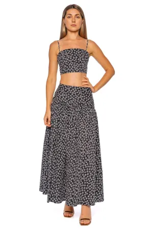 Federico Black Floral Cropped Top