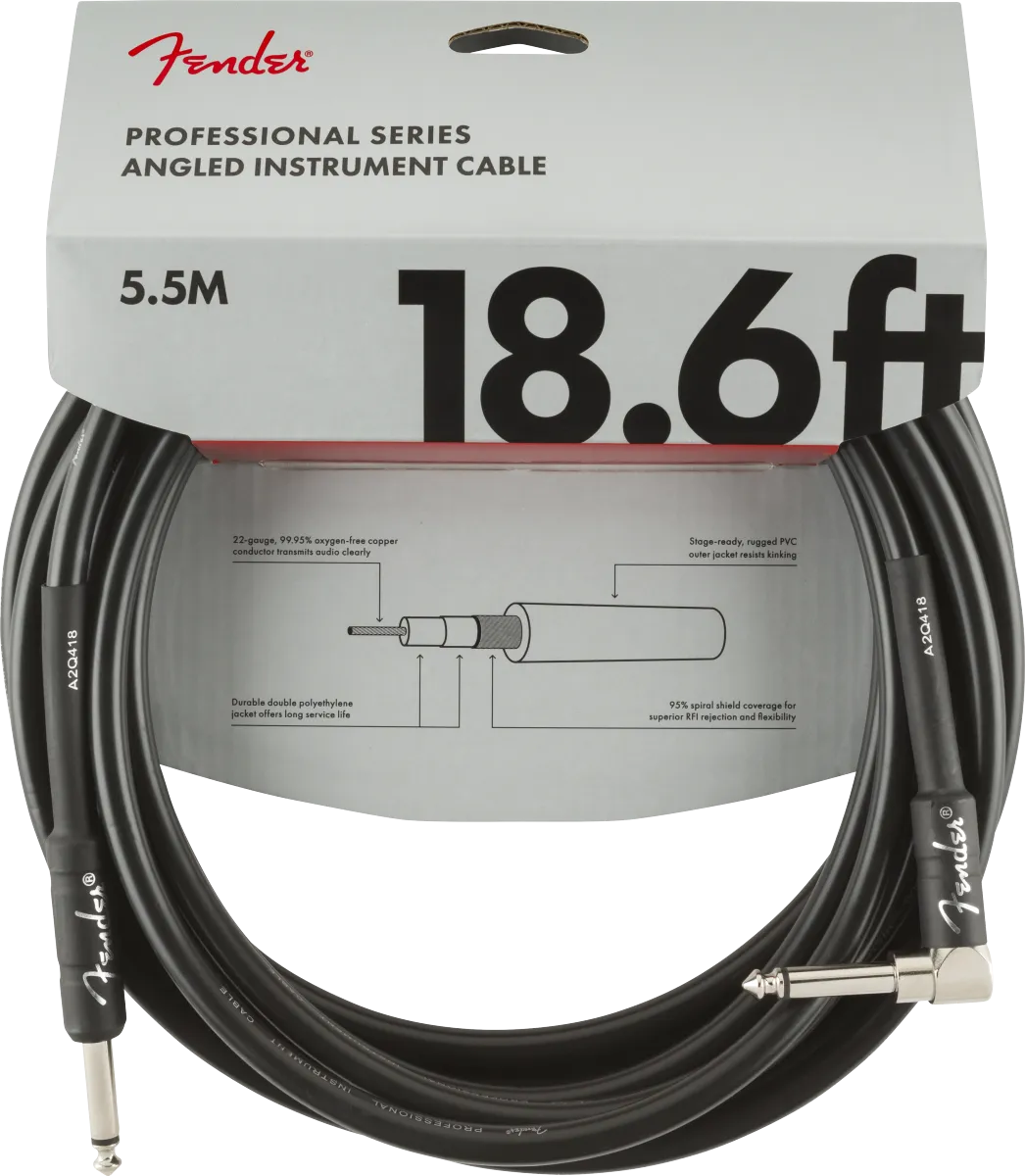 Fender Pro 18Ft Cable Straight to Angled Jack