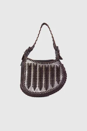 Fendi Brown Leather with Metal Detail Handbag