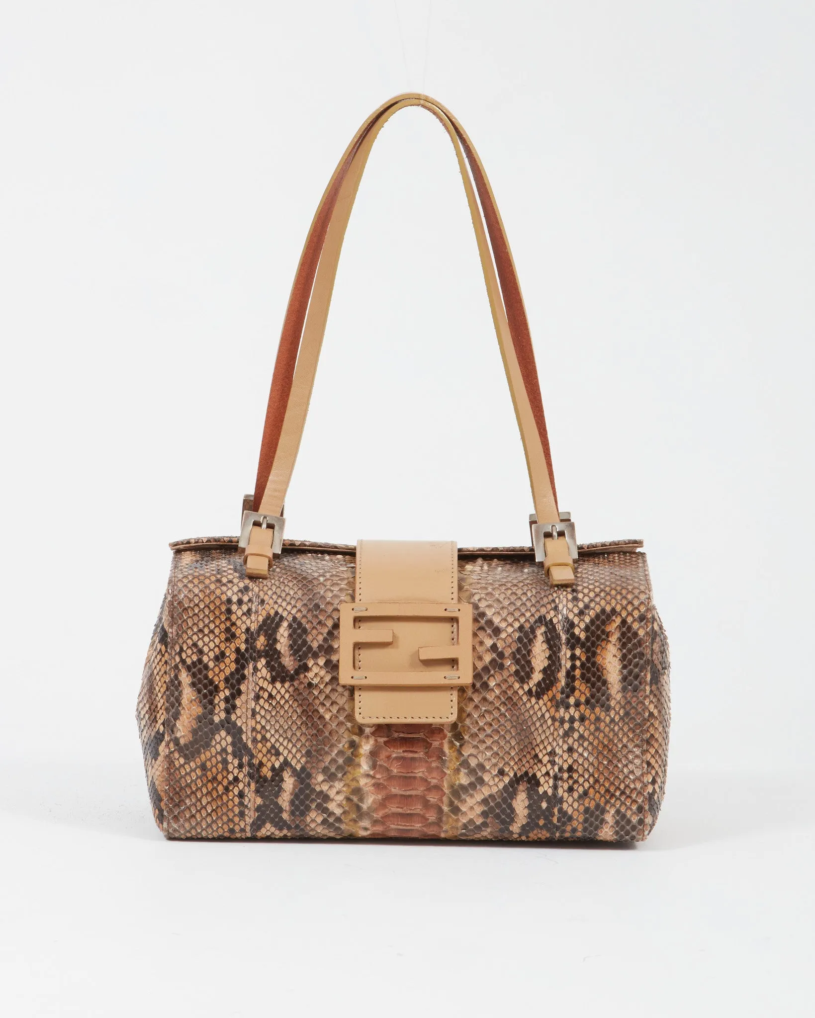 Fendi Brown Python Rectangular Shoulder Bag