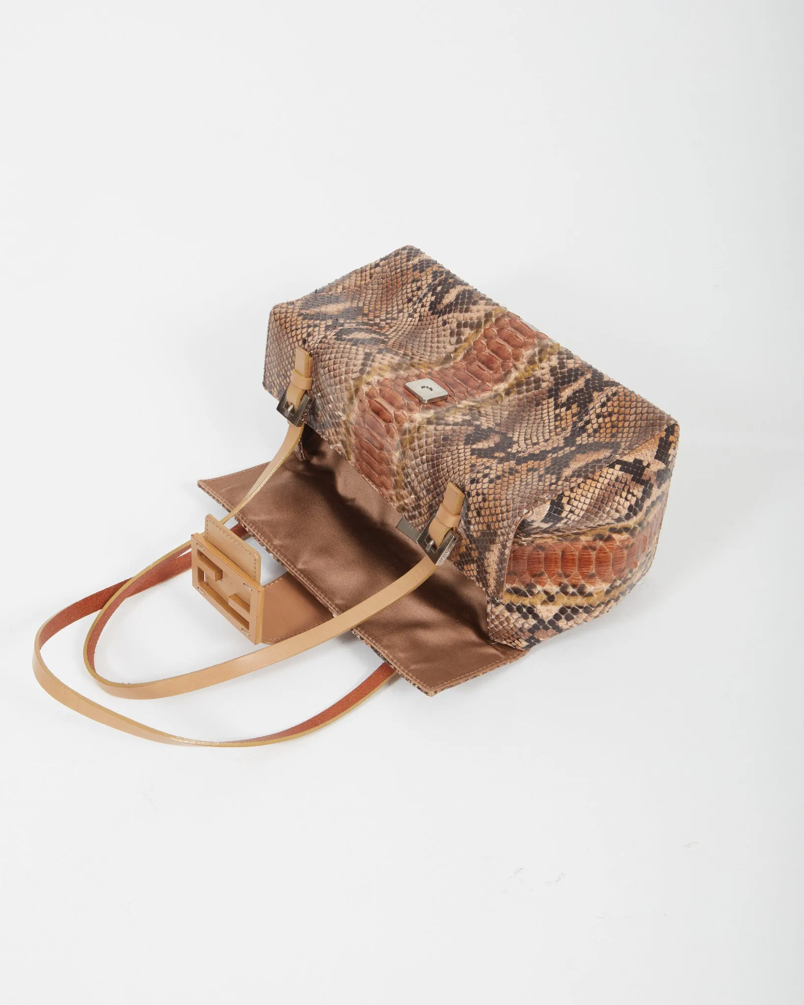 Fendi Brown Python Rectangular Shoulder Bag