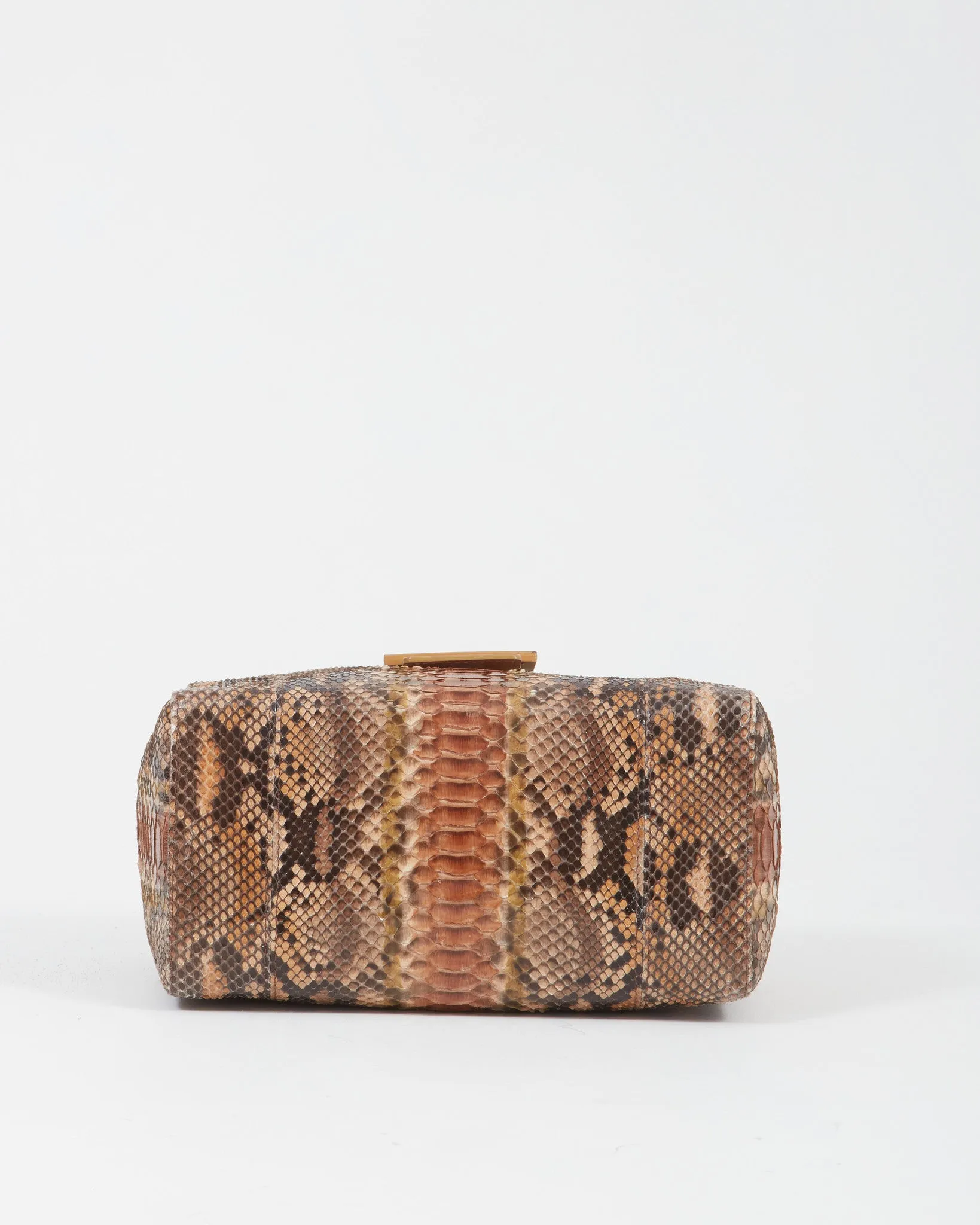 Fendi Brown Python Rectangular Shoulder Bag