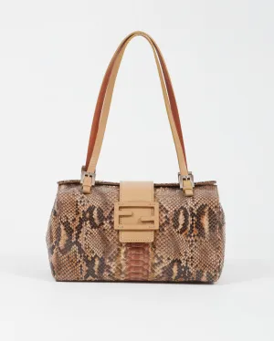 Fendi Brown Python Rectangular Shoulder Bag