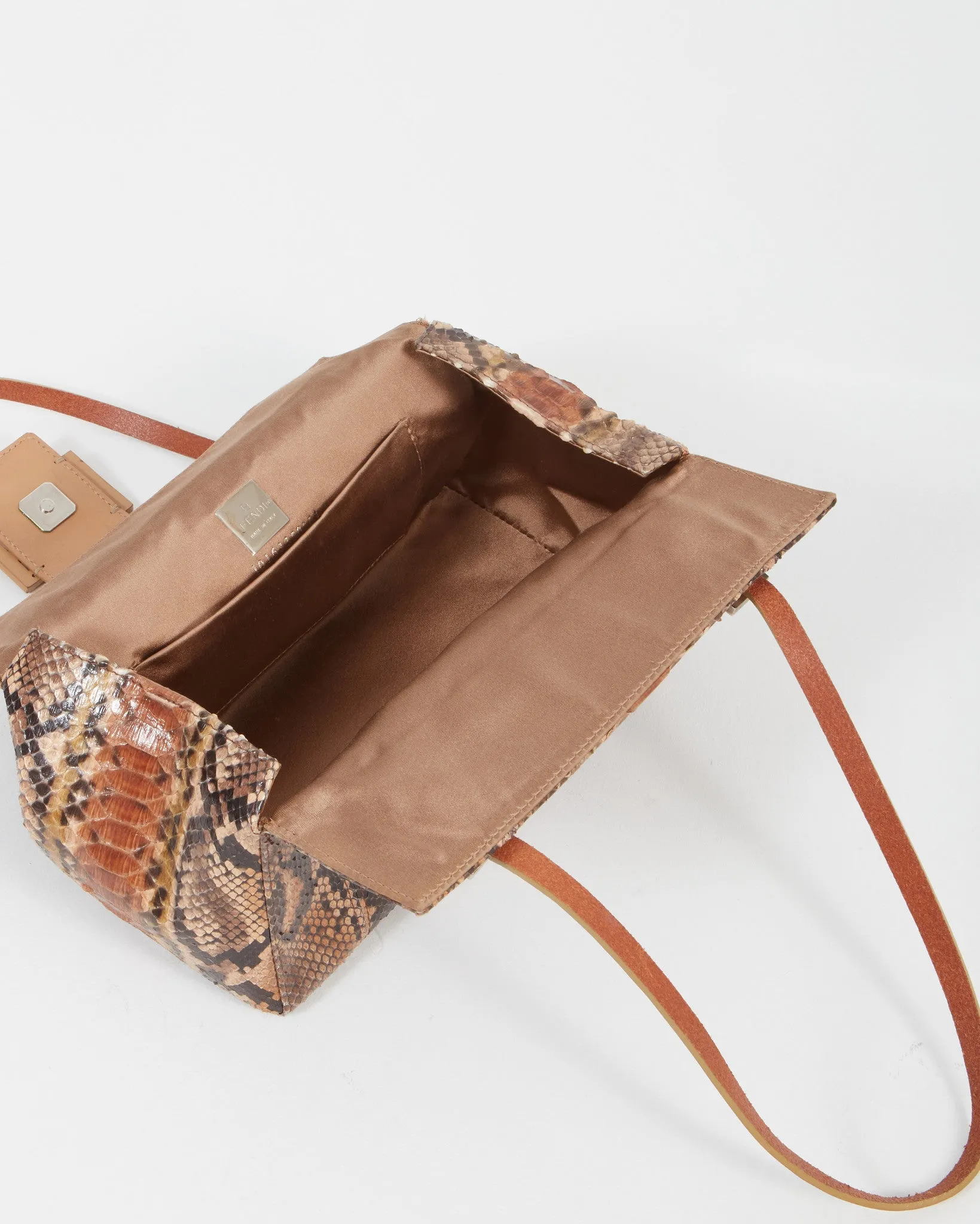 Fendi Brown Python Rectangular Shoulder Bag