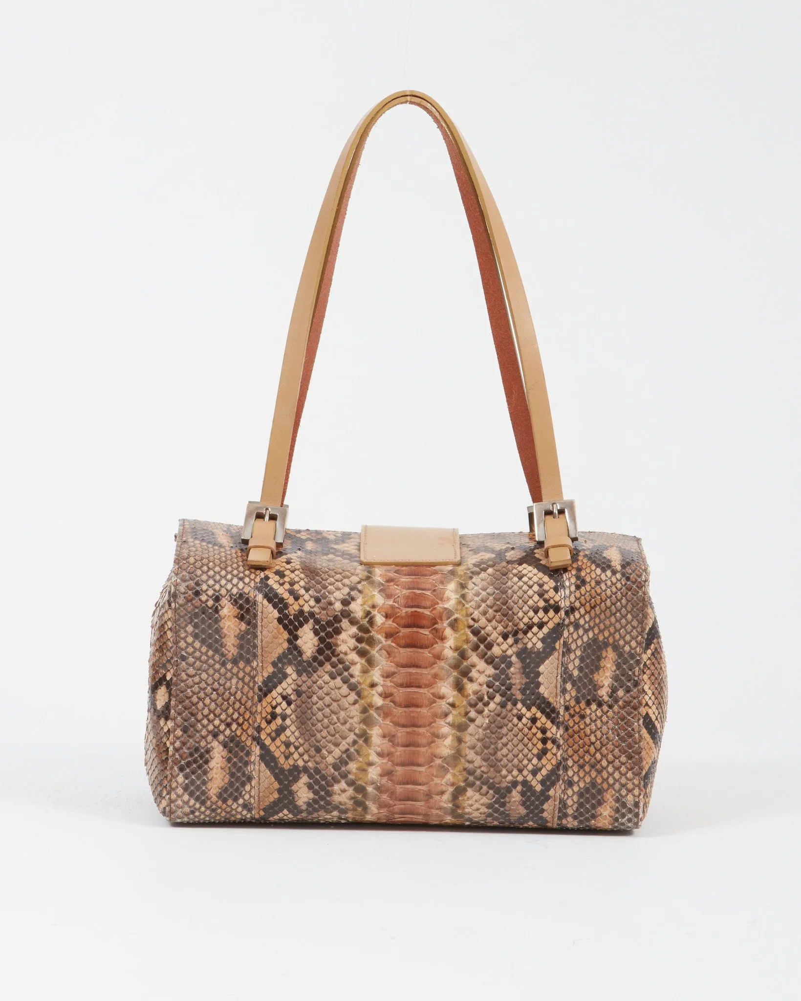 Fendi Brown Python Rectangular Shoulder Bag