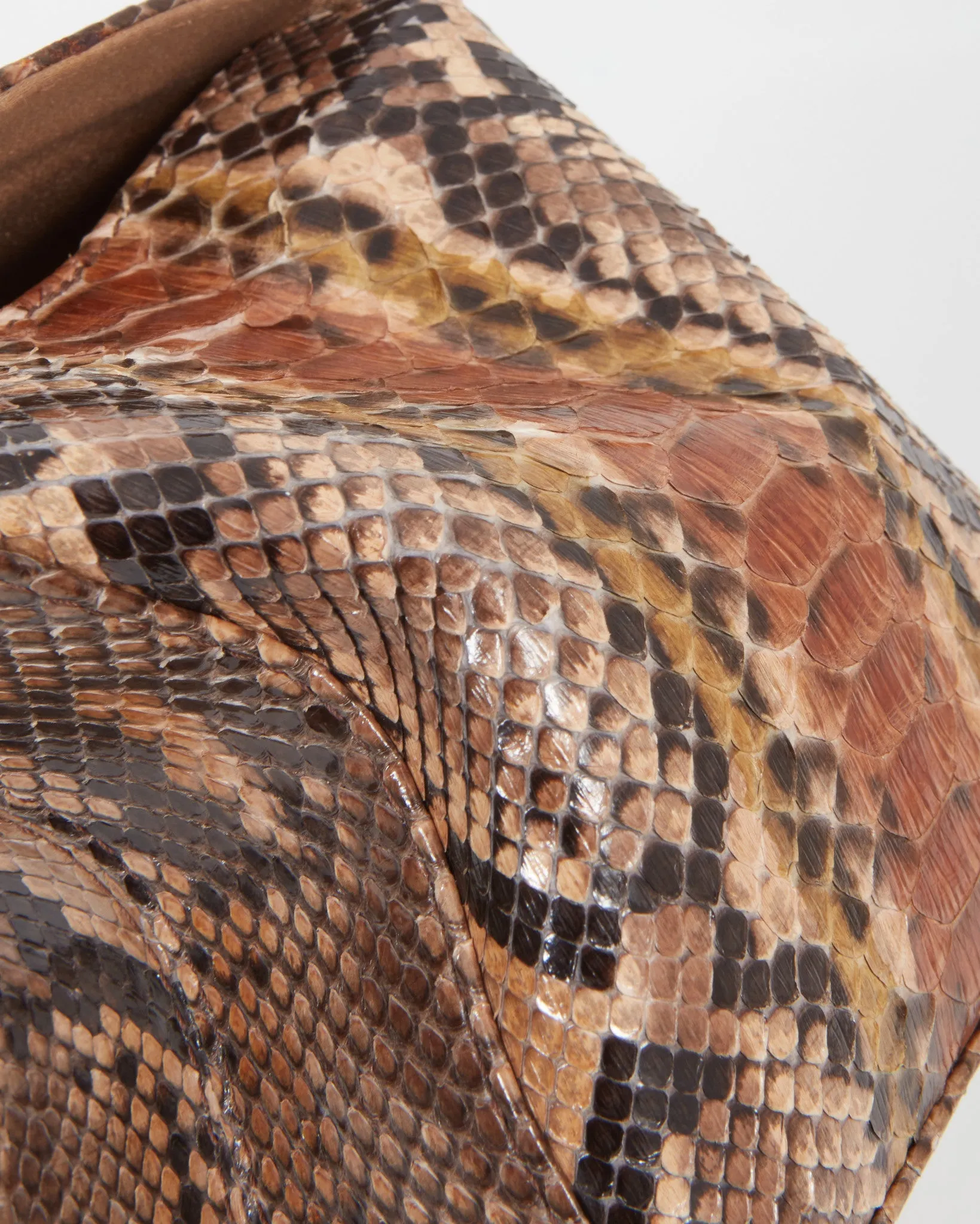Fendi Brown Python Rectangular Shoulder Bag