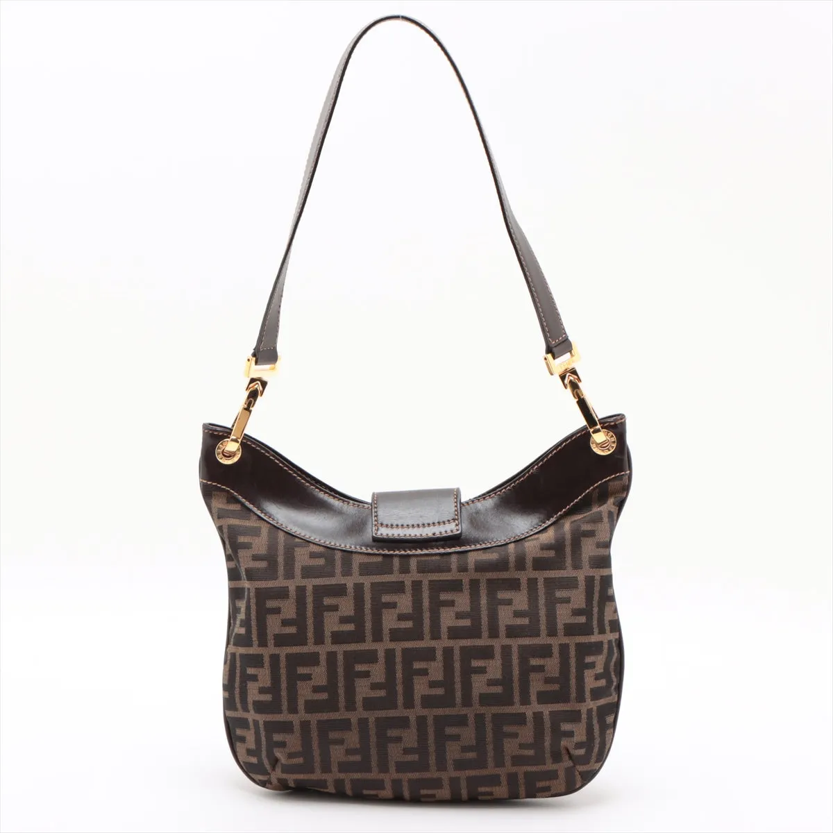 Fendi Zucca Canvas &amp; Leather Shoulder bag Brown- #2492