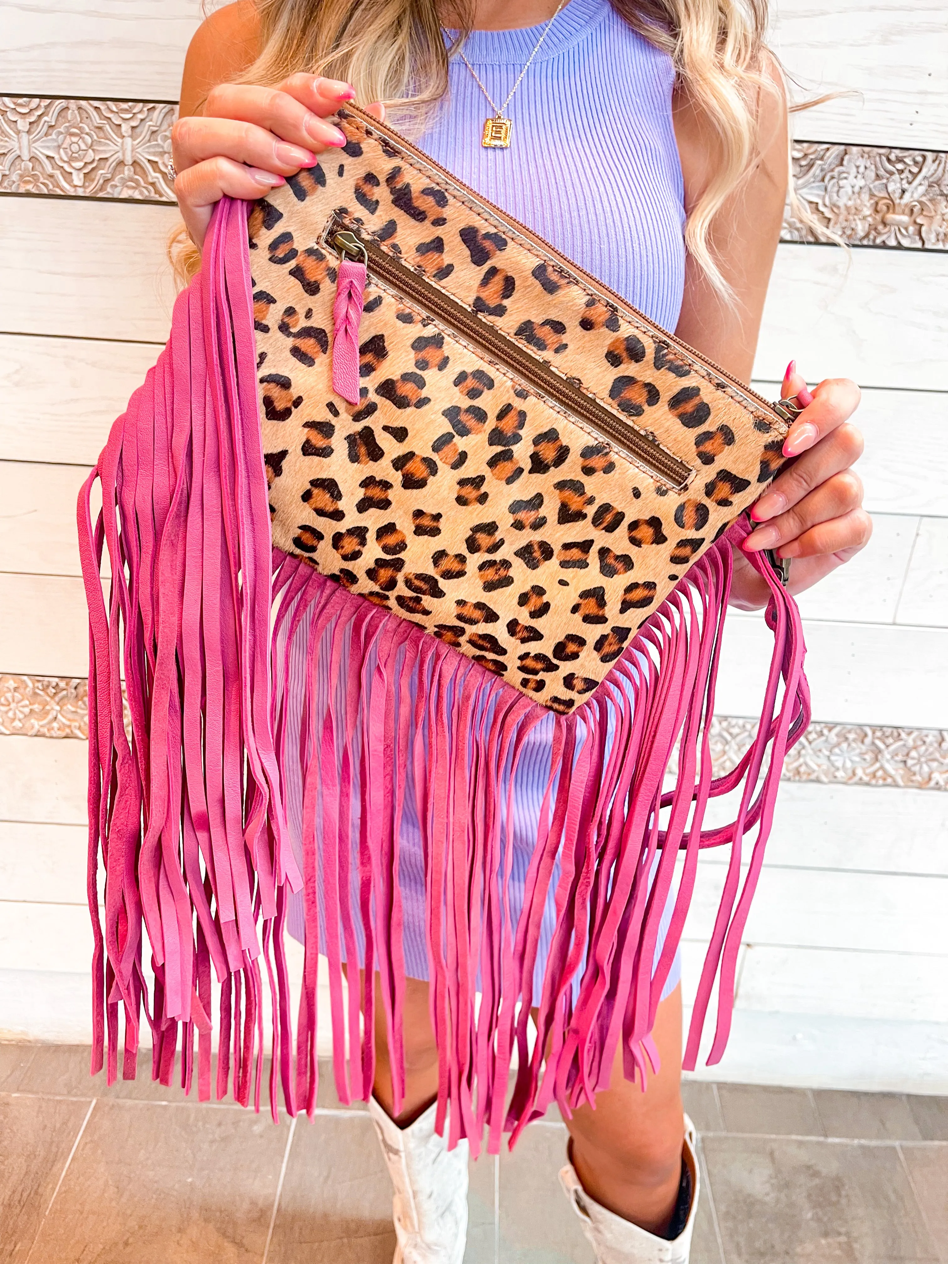 Fierce Fringe Cowhide Wristlet/Clutch
