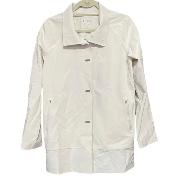 Figs Coro Profesional Lightweight Raincoat Cream Water Resistant Size S