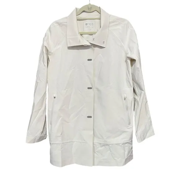 Figs Coro Profesional Lightweight Raincoat Cream Water Resistant Size S