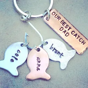 Fishing Keychain, Our Best Catch Dad, Fish Keychain, Personalized Fishing Keychain, natashaaloha