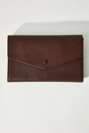 Flap Bi-Fold Wallet in Dark Brown