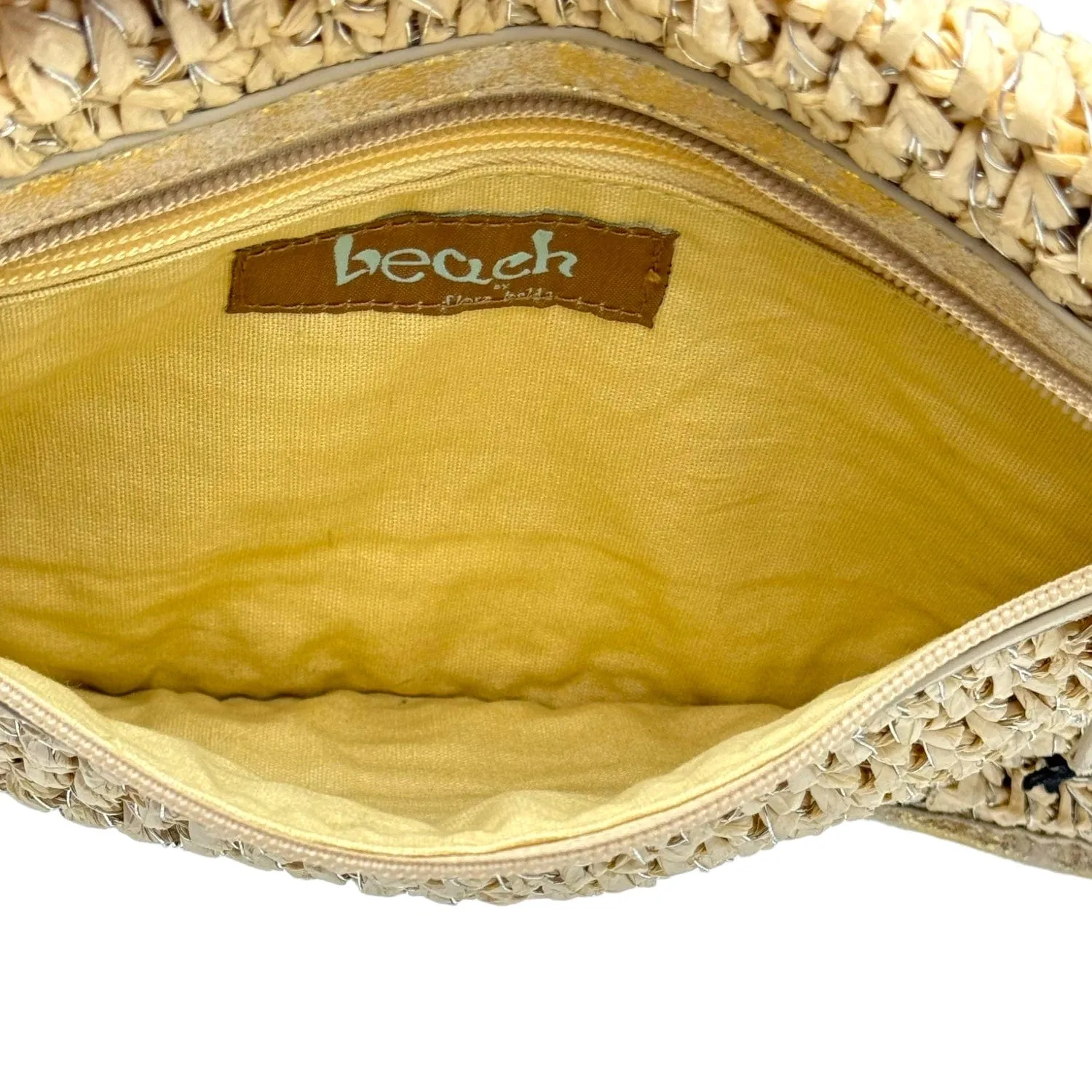 FLORABELLA Beach Straw Weave Clutch Wristlet - Beige & Gold