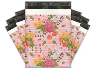 Floral stripe 10x13 premium poly mailer - set of 10