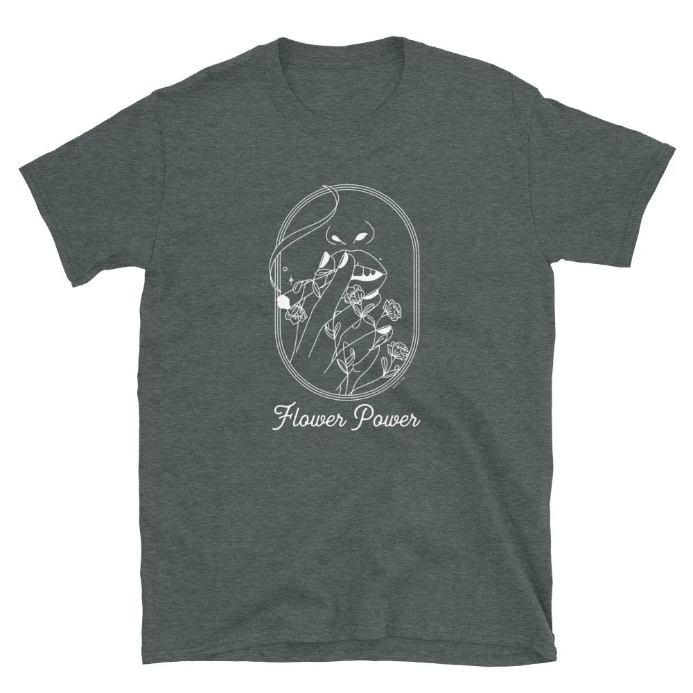 Flower Power Minimalist Weed T Shirt - Dark