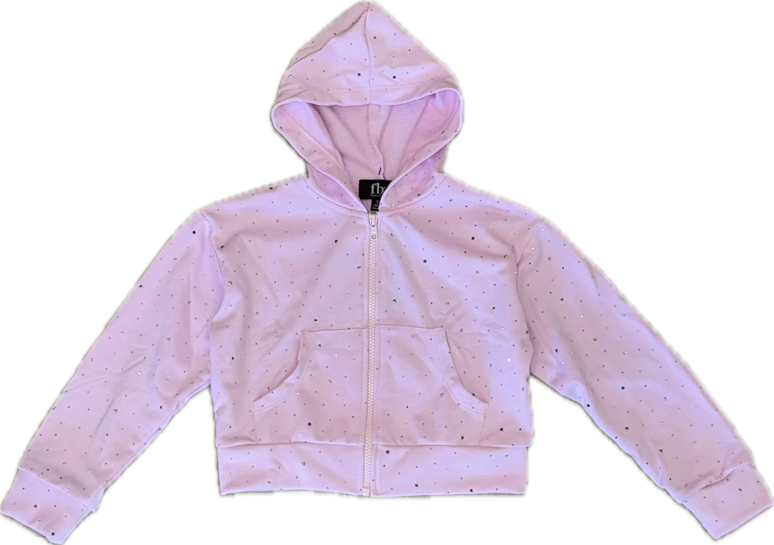 FLOWERS BY ZOE- Studded Zip Up Hoodie (pink)
