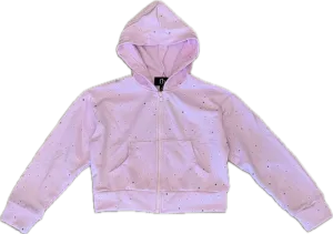 FLOWERS BY ZOE- Studded Zip Up Hoodie (pink)