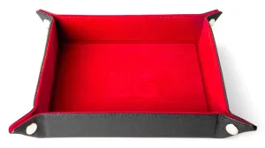 Fold Up Velvet Dice Tray - Leather Red