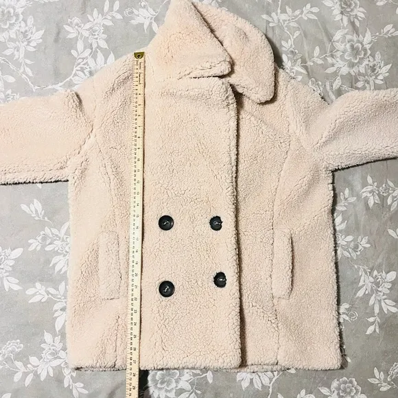 Free People Peacoat Notched Teddy Sherpa Oversized Oatmeal Small Double Breast