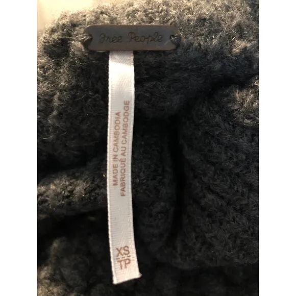Free People Women's Size XS/TP Bradley Pullover Charcoal Heather NEW