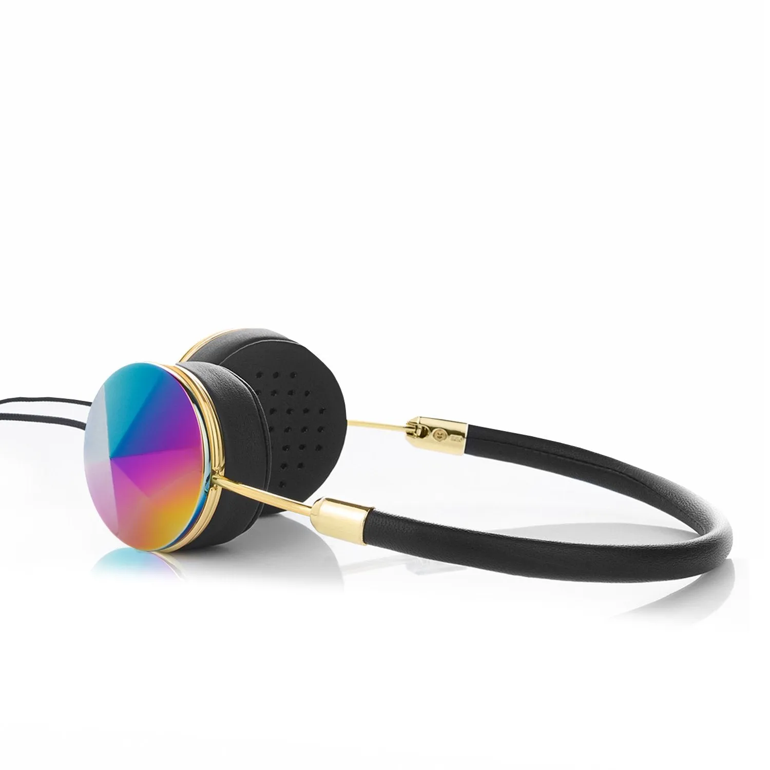 Frends Layla Black Leather On-Ear Headphones - Gold/Oil Slick